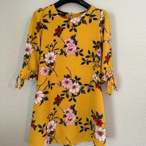Amy Byer Mustard Yellow Gold Floral Girls Dress